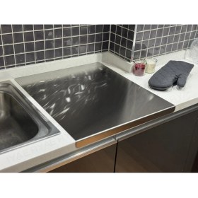 Resim Erya Home Paslanmaz Çelik Tek Tarafı Bükümlü Antibakteriyel Kesme Tezgahı(Tahtası)Tezgah Üstü L Model 