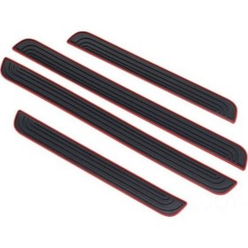 Resim Youmex Dayanıklı Ve Pratik Araç Eşiği Koruma Şeridi, 4 Kapılık Siyah Kırmızı Kenarlı Modifiye Malzemesi 4cm Genişlik 