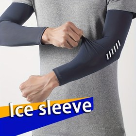 Resim 1 Çift Erkek Hafif Nefes Alabilir Soğutucu Spor Kollukları - Buz İpeği Kumaş, Ter Emici, Bisiklet, Balıkçılık, Koşu & Yürüyüş için Dayanıklı Naylon, Siyah, Koşu Gereksinimleri|Esnek Kumaş Kolluk|Hafif Kumaş 
