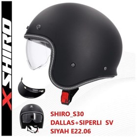 Resim Shiro Jet&Cafe Dallas M.C Motosiklet Kaskı Siyah 
