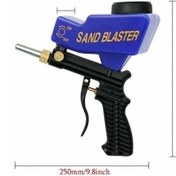 Resim Mavi Paslanmaya Karşı Koruma Hava Noktası Kum Püskürtücü Yerçekimi Beslemeli Kumlama Tabancası 