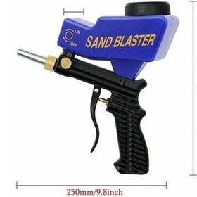 Resim Mavi Paslanmaya Karşı Koruma Hava Noktası Kum Püskürtücü Yerçekimi Beslemeli Kumlama Tabancası 