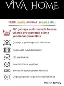 Resim Viva Home Kaymaz Tabanlı Papatyalı Kesme Rulo Yolluk Halı Vh100, Beyaz, 80 X 590 