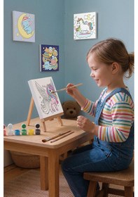 Resim Kanatlı Unicorn Temalı Çocuk Boyama Tuvali Şövaleli Eğitici Boyama Seti 20x20 Cm 