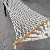 Resim Tek Kişilik Çift Kat Örgülü Lüks Hamak 90 X 180 Cm Genişlik Beyaz 
