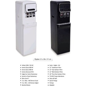 Resim Ev Tipi Sebil 3 Musluklu Sıcak, Normal, Soğuk Arıtmalı Siyah 