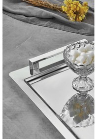 Resim Polochef Köprü Çay Kahve Sunum Tepsisi Paslanmaz Çelik Gümüş 