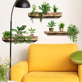Resim 3 Adet Yeşil Bitki Duvar Stickerı, Şirin Stil, Ofis, Salon, Genç Yurt, Sınıf ve Kütüphane için Uygun Yapışkan Etiketler. 