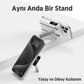 Resim Bix TPB16 10.000 Mah OLED Ekranlı Manyetik Kablosuz Powerbank 20W Pd Hızlı Şarj ve 15W Magsafe Beyaz 