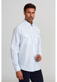 Resim Bisse Erkek Regular Fit Uzun Kollu Spor Gömlek Mavi Gm23y231124 C35 Mavi 