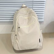 Resim Kadınlar için Sırt Çantası - Büyük Kapasite, Ayarlanabilir Askılar, Çoklu Bölümler, Dayanıklı Polyester Astar, Fermuar Kapatma, Üniversite, Seyahat ve Açık Hava Aktiviteleri için Rahat Stil (Beyaz/Siyah), Seyahat için Sırt Çantası, Üniversite Temel Taşıyıcı, Minimalist Tasarım, Güvenli Fermuar Kapatma 
