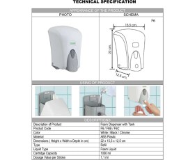 Resim Şeker Portakalım Vialli F6C Hazneli Köpük Sabun Dispenseri Aparatı 1000 ml Gri 