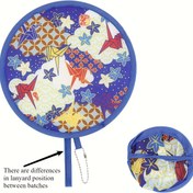 Resim 1 Adet Retro Vintage El Yelpazesi - Katlanabilir Yuvarlak Tasarım, Renkli Yıldız ve Çiçek Desenli, Hafif Pil Gerektirmeyen Soğutma Yelpazesi, Kadın Modası, Seyahat, Açık Hava Etkinlikleri & İç Mekan Kullanımı, Oyun Sever Estetik, Sağlam Kirişler, Şık Aksesuar, Etkinlik Katılımcıları, Dayanıklı Yapı, Yazın Vazgeçilmezi 