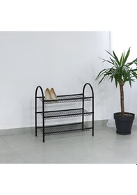 Resim DEKORATİF 3 RAFLI METAL AYAKKABILIK Siyah 