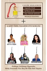 Resim ByMeyla Tatlı Kadınlar Görselli Karton Kokular Mango Esans Şişe Hediyeli Oto Kokusu Ve Torpido Aksesuarları 