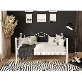 Resim Kamelya Sedir Metal Karyola - 100 X 200 Cm - Beyaz 100 X 200 Cm 