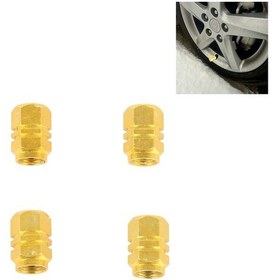 Resim 4 Adet Sa Metal Kaplamalı Altıgen Şekilli Üniversal Lastik Vana Gövdesi Kapağı Altın 