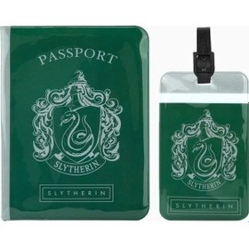 Resim Cinereplicas Harry Potter Slytherin Pasaport Kılıfı Ve Valiz Etiketi Seti Kartlık Cüzdan Yeşil 