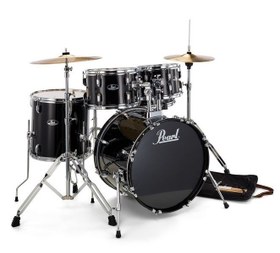 Resim Pearl RS505C/C31 - Roadshow Jet Black 5 Parça (20B/10T/12T/14F/14S) Aksamlı & Zilli Akustik Davul Seti 
