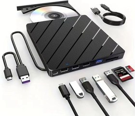Resim Valkyrie Harici CD DVD Okuma Yazma USB 3.0 Hub Çok Amaçlı External Drive TF SD Kart Okuyucu 8in1 