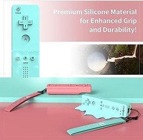 Resim KDYGPDCT Wii Controller 2 Pack,Wii Remote Controller Black and White 2 Set with Wrist Strap for Nintendo Wii/Wii U Console(Blue + Pink) 