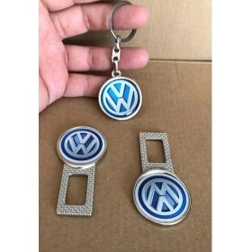 Resim Stilix Garage Volkswagen Uyumlu Ses Susturucu Metal Toka 1 Çift ve 1 Adet Anahtarlık 