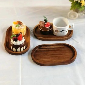 Resim Sammwood 4 Lü Ahşap Tepsi Çay Tepsisi Kahve Tepsisi Sunum Tepsisi Sunumluk 