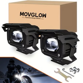 Resim MOVGLOW 2 adet LED Motosiklet Yardımcı Işıkları - 2 İnç Beyaz Podlar Çalışma Işıkları, Montaj Braketleri ile Arazi Araçları, Traktörler, Kamyonlar, ATV'ler, UTV'ler, SUV'ler, Tekneler, Motosiklet Işıklar için 