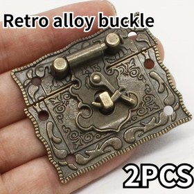 Resim 2 ADET Retro Alaşımlı Toka Mandalı, Metalik Antik Bronz Mandal Klipsleri, Mücevher Ahşap Kutu, Vintage Dekoratif Dolap Bavul Kilidi 