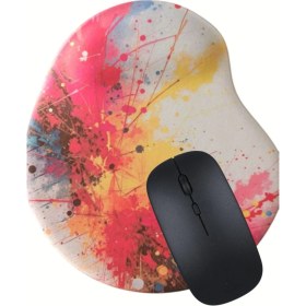 Resim Usin Karmaşa Bilek Destekli Mouse Pad + Kablosuz Wireless Mouse Bilgisayar Notebook Windows Uyumlu Mause 