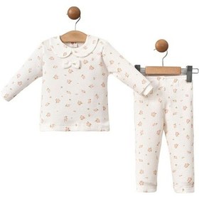 Resim Mdm Beyaz Çiçek Baskili Fiyonklu Bebek Takim Beyaz 