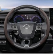 Resim Chuangyinshop Toyota Direksiyon Kılıfı 2 Parça Mocha Brown Kaymaz Nefes Alabilir Deri Korumalı Moka Kahvesi 
