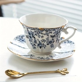 Resim 1 adet Zarif Çiçekli Seramik Çay Bardağı Altın Detaylarla - Vintage İngiliz Tarzı, Öğleden Sonra Çay, Kahve ve Daha Fazlası İçin İdeal - Elde Yıkama Sadece, Çay Aksesuarları 