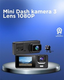 Resim 1080p 3 Kameralı Araç Dvr - Döngü Kayıt Ve Geri Görüş Özellikli 