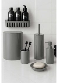 Resim Primanova Flores Banyo Seti + Yapışkanlı Raf Gri 
