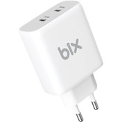 Resim Bix BX2P50 30W + 20W PD TYPE-C Hızlı Şarj Adaptörü Beyaz 