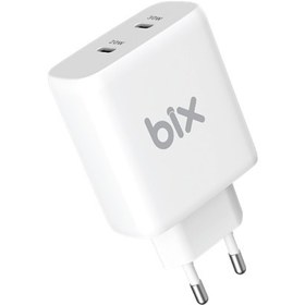 Resim Bix BX2P50 30W + 20W PD TYPE-C Hızlı Şarj Adaptörü Beyaz 