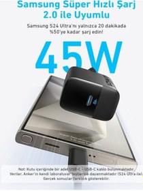 Resim Anker Şarj Cihazı 45w Usb-c Ve Usb-c Kablolu 2'li Set - B2653 - Siyah Anker Türkiye 