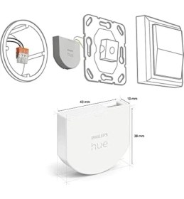 Resim Storemax Hue Duvar Şalteri Modülü, Tekli Paket, Hue Lambaların Sürekli Erişilebilmesini Sağlar, Mevcut Duvar Şalterinin Arkasına Kurulum, 1'li Paket 