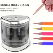 Resim Elektrikli Çift Delikli Kalem Sivri, Günlük Kullanım İçin Uygun, 6-12mm Kalemler İçin (Piller Dahil Değil), Kalem Sivri Elektrikli, Okul Malzemeleri, Modern Tasarım, Dayanıklı Plastik, Kalem, Elektrikli Kalem Sivri, Okul İçin Sivri 