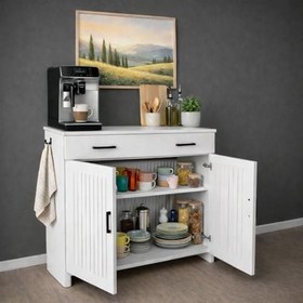 Resim bangu Kapaklı Petek Üstü Kahve Köşesi Dolabı (Derinlik 32 cm) Çok Amaçlı Dresuar BPKM009 (BEYAZ, 60 CM) 