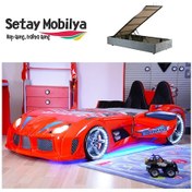 Resim Setaymobilya Bazalı Arabalı Yatak , Audi V7 Full Led Bazalı Araba Yatak *Setay 