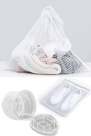 Resim 3lü Yıkama File Seti - Ayakkabı Filesi-Plastik Aparatlı Sütyen Yıkama- Çamaşır Yıkama Filesi 