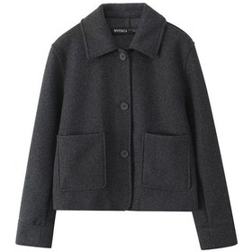 Resim Edwardest Yeni Sonbahar/kış Kadın Oversized Fit Boynuz Düğmeli Uzun Kollu Ceket Gri 