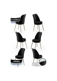 Resim Canisa Pefa Serisi 6 Adet Siyah Mutfak Sandalyesi Krom Kaplama Metal Ayak 1. Sınıf Babyface Kumaş Sandalye Siyah Ayaklar Kroomm 