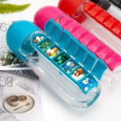 Resim 1pc Sızdırmaz 2'si 1 Arada Taşınabilir İlaç Organizerı ve Su Şişesi - BPA-Free PPSU, Yuvarlak Plastik, El Yıkama, Mühürlenebilir Bölümler, Kamp, Yürüyüş, Seyahat için Kompakt - PVC-Free Tasarım 