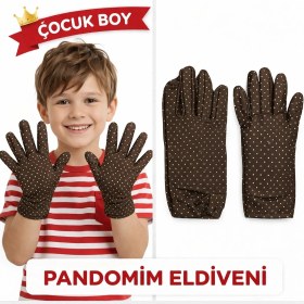 Resim Gültekin Çocuk Boy Pandomim Eldiveni Beyaz Puantiyeli Kahve Renk Gösteri Eldiveni 23 Nisan 19 Mayıs 