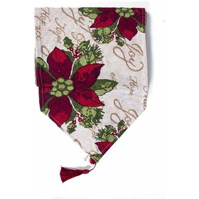 Resim Noel Polyester Masa Koşucu Üst Masa Örtüsü Ev Dekorasyonu - Kırmızı Çiçekler 
