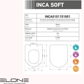 Resim Elone Inca Soft Lüks Duroplast Yavaş Kapanan Klozet Kapağı 