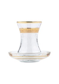 Resim Çay Seti Çay Bardağı Takımı 6 Kişilik Granür Modeli Altın Renk 